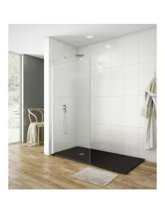 PAROI DE DOUCHE FIXE VERRE TRANSPARENT AVEC BRAS - 110 cm - SCREEN BLANC