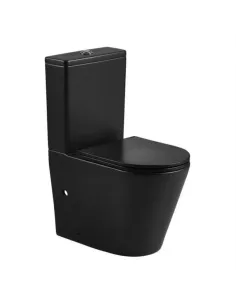 Pack WC TURIN BTW compact noir mat | Sans bride, Rimless, double chasse 3/4,5 L
