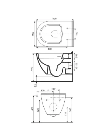 Cuvette WC suspendue SIDER à bride, abattant déclipsable