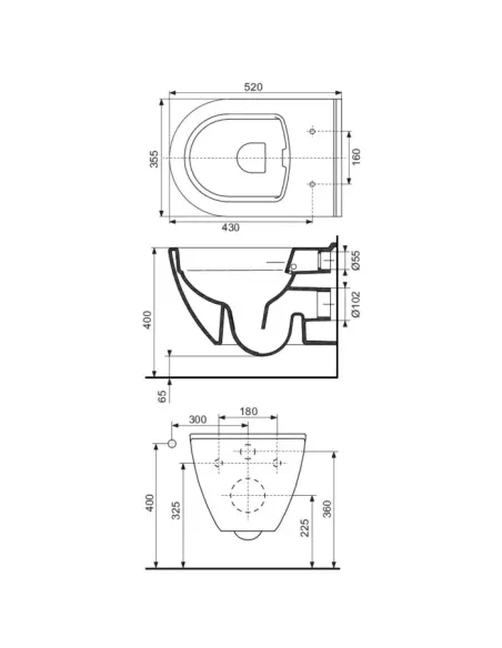 Cuvette WC suspendue SIDER à bride, abattant déclipsable