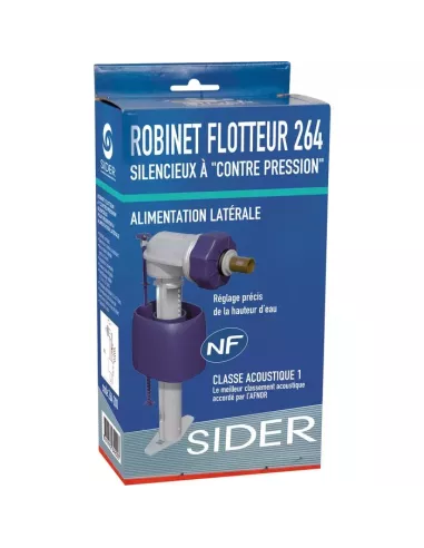 Robinet flotteur WC silencieux SIDER | Alimentation latérale 3/8"