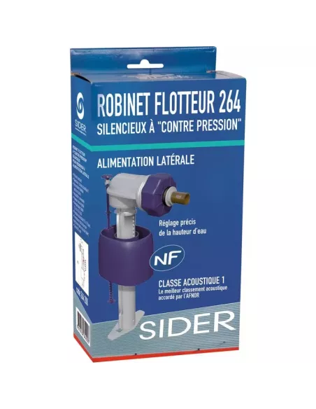 Robinet flotteur WC silencieux SIDER | Alimentation latérale 3/8"