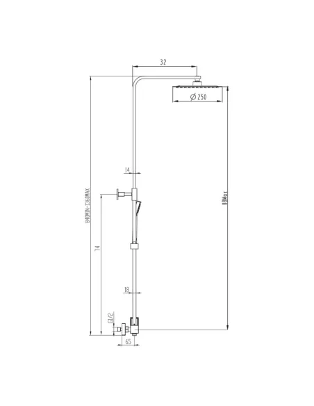 Colonne de douche INVERTER C GME chromée | Carrée, tête Ø 25 cm