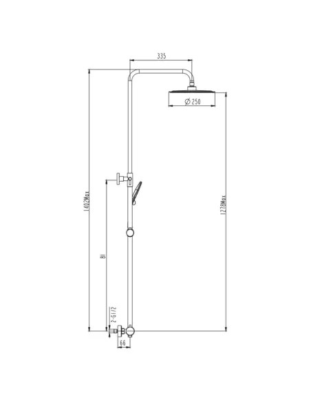 Colonne de douche INVERTER R GME | Ronde chromée, tête extra-plate Ø 25 cm