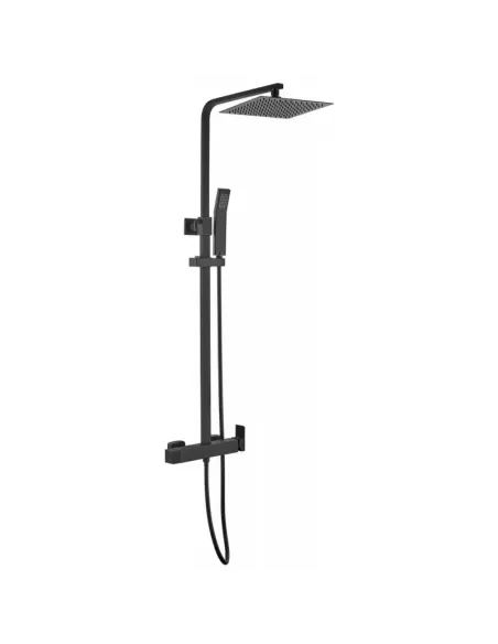 Colonne de douche noire INVERTER C GME | Carrée, tête extra-plate Ø 25 cm