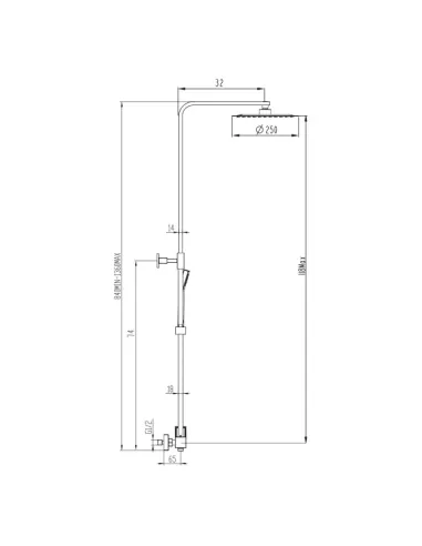 Colonne de douche noire INVERTER C GME | Carrée, tête extra-plate Ø 25 cm