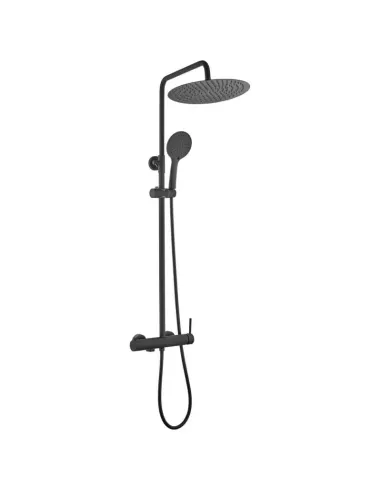 Colonne de douche noire INVERTER R GME | Monocommande, tête extra-plate Ø 25 cm