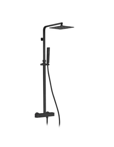 Colonne douche thermostatique noire ROUND ELITE GME | Tête Ø 25 cm