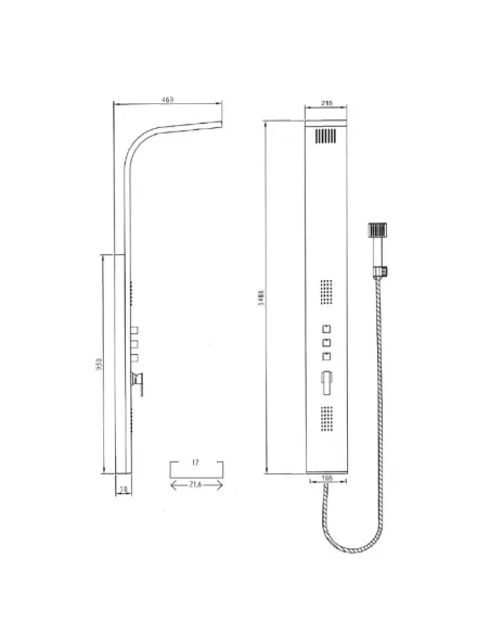 Colonne de douche hydromassante GOCTA GME chromée | 3 fonctions et 2 jets