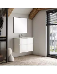 Meuble salle de bain complet blanc laqué GLOBE 100 - OPENBATH