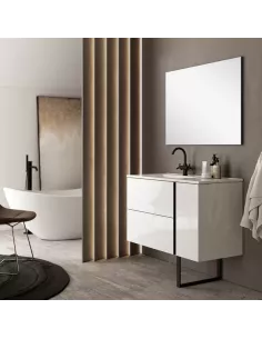 Meuble de salle de bain complet blanc laqué TRE 100 - OPENBATH