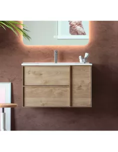 Meuble salle de bain complet chêne naturel BOHEME 100 - OPENBATH