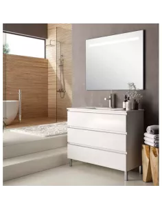 Meuble salle de bain au sol complet blanc laqué AVANT 100 - OPENBATH