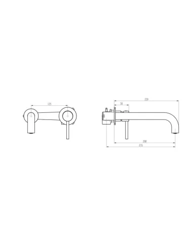 Mitigeur lavabo encastré or Sirio GME – mural, laiton doré