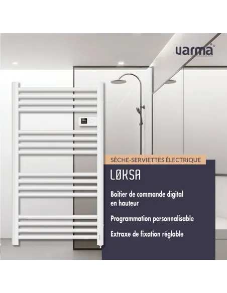 Sèche-serviettes électrique Løksa Varma 500W blanc mat digital
