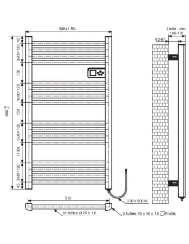 Sèche-serviettes électrique Løksa Varma 500W blanc mat digital