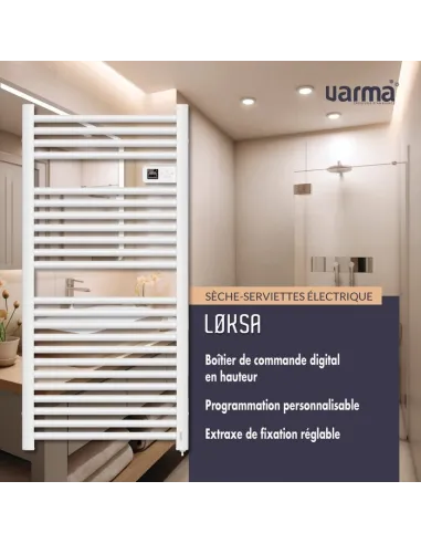Sèche-serviettes électrique Løksa Varma 750W blanc mat digital