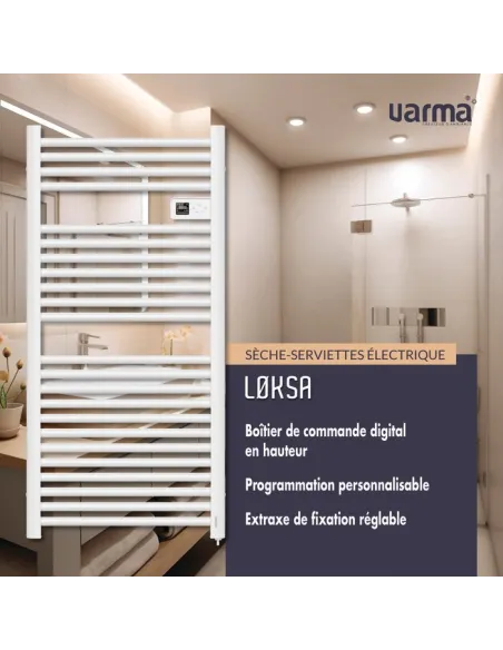 Sèche-serviettes électrique Løksa Varma 750W blanc mat digital
