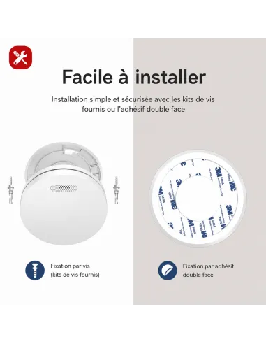 Détecteur de fumée Wi‑Fi Tuya Smart Life | Batterie 10 ans, norme EN 14604