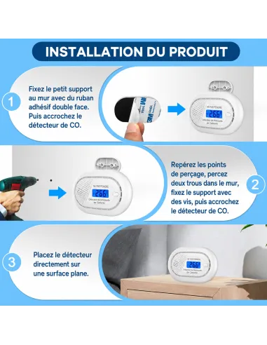 Détecteur CO Wi‑Fi Tuya Smart Life | Batterie 10 ans, norme EN 50291