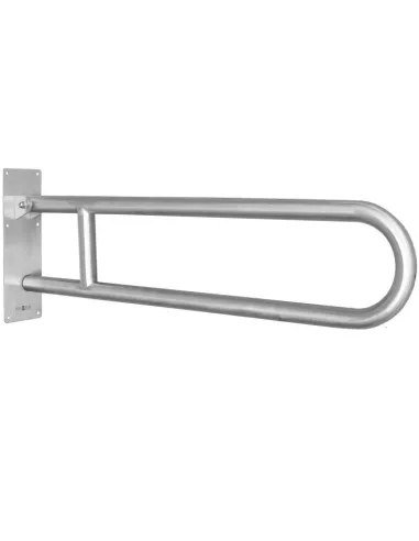 Barre d’appui rabattable PMR NOFER inox satiné 800 mm | Sans porte-rouleau
