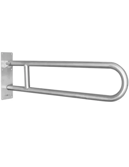 Barre d’appui rabattable PMR NOFER inox satiné 800 mm | Sans porte-rouleau