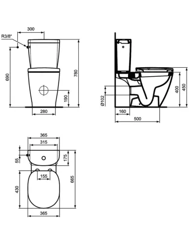Pack WC Ideal Standard Connect Arc | Sortie horizontale, chasse 3/6 L