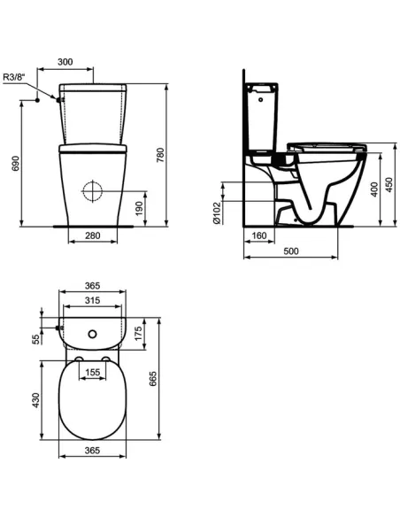 Pack WC Ideal Standard Connect Arc | Sortie horizontale, chasse 3/6 L