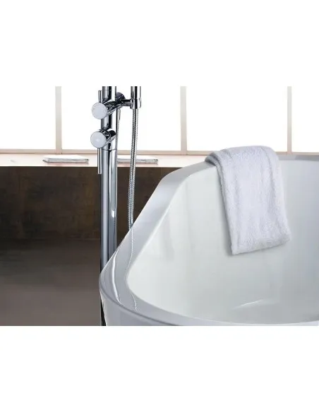 Mitigeur baignoire îlot sur pied Round chromé, bec arqué GME