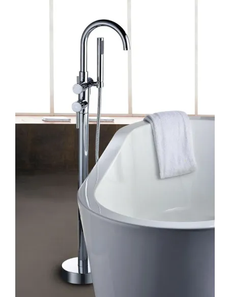 Mitigeur baignoire îlot sur pied Round chromé, bec arqué GME
