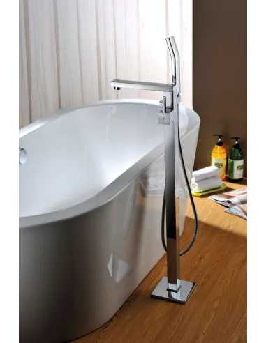 Mitigeur baignoire îlot Round chromé avec douchette – GME