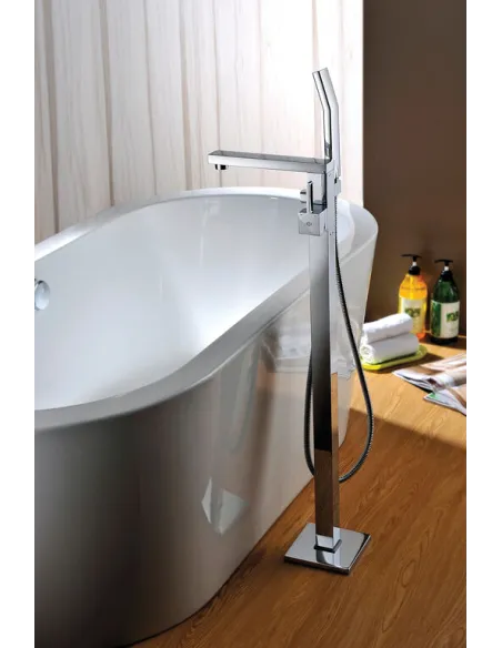 Mitigeur baignoire îlot Round chromé avec douchette – GME
