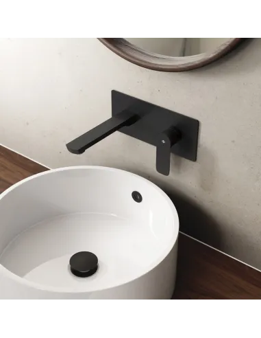 Mitigeur lavabo encastré noir Cassio GME – mural, laiton