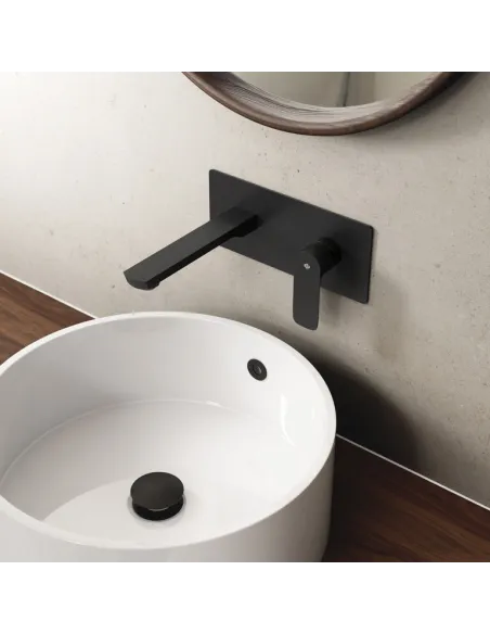 Mitigeur lavabo encastré noir Cassio GME – mural, laiton